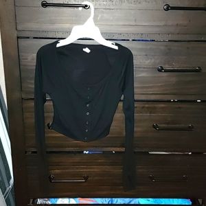 Black long sleeved button-down top from Ultralite, size extra small.
